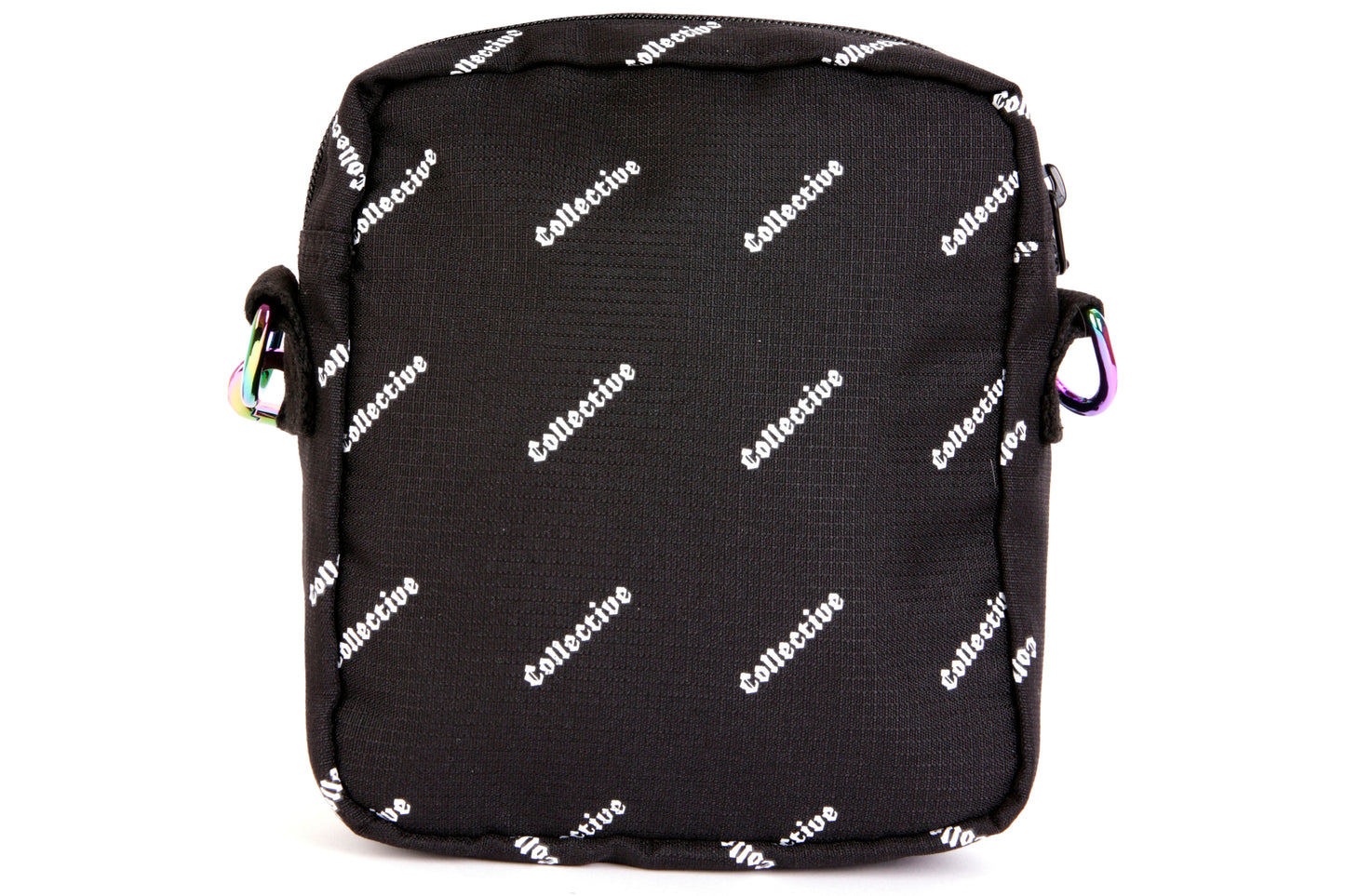 BOLSO BANDOLERA CON LOGOTIPO REPETIDO - NEGRO Y BLANCO