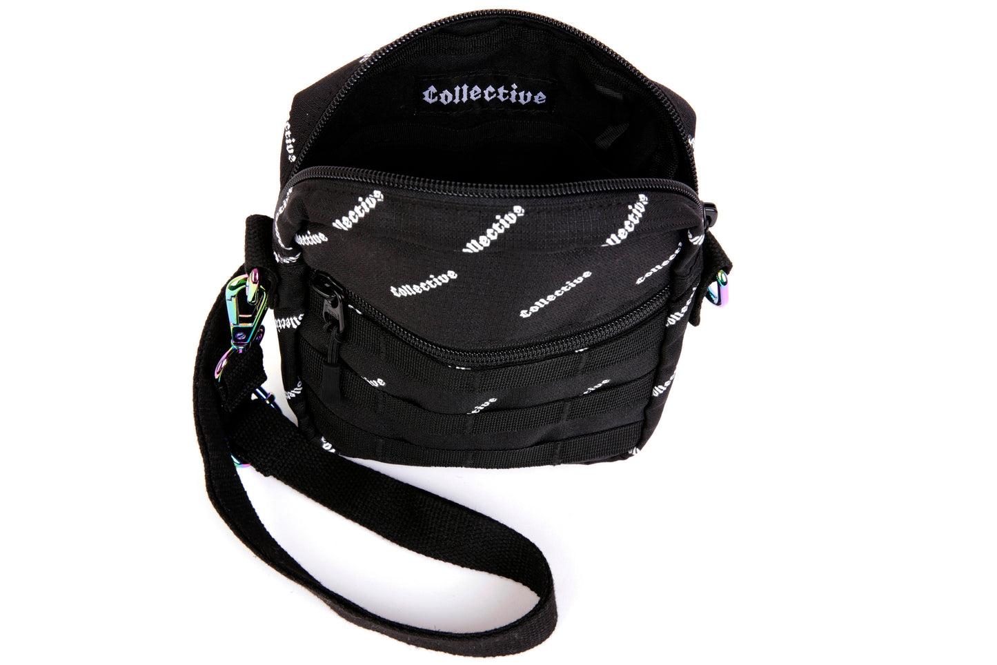 'REPEAT LOGO' SHOULDER BAG - BLACK/WHITE